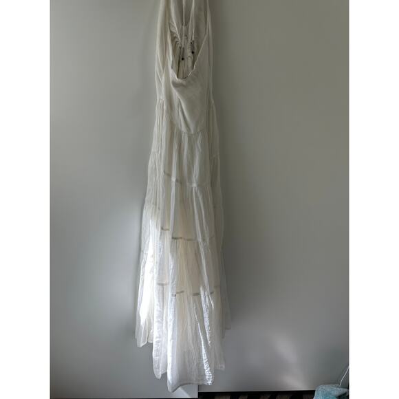 Free People A Little Extra Tie Front Halter Maxi Dress S White Boho Coastal - Picture 3 of 11